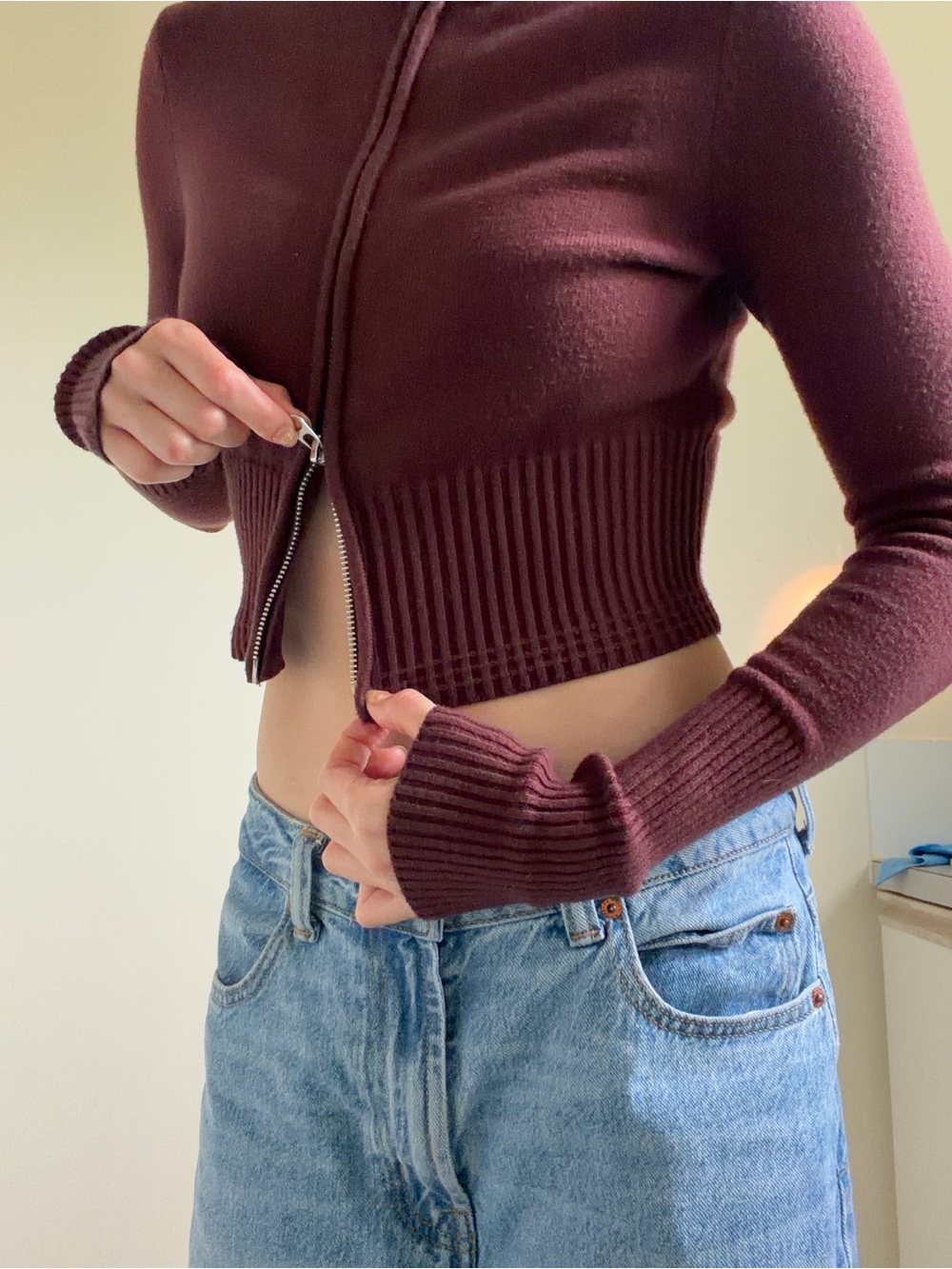 Urban Outfitters Maroon Zip Longsleeve - Picture 4 of 4